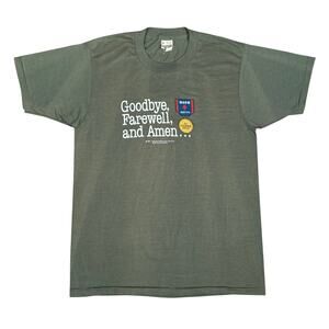 Vintage 1983 MASH 4077th Goodbye Farewell and Amen Shirt Olive Green USA Made M